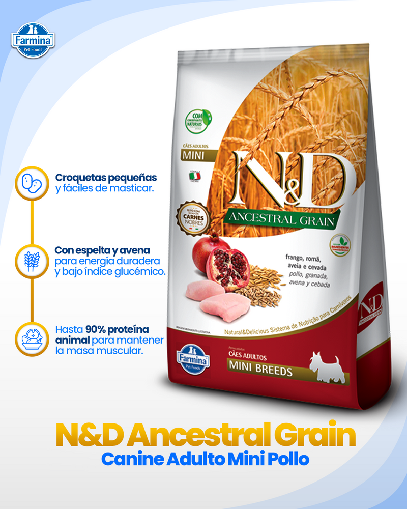 N&D Ancestral Can Frango Adulto  Mini – Alimento para Perros adultos Razas Pequeñas