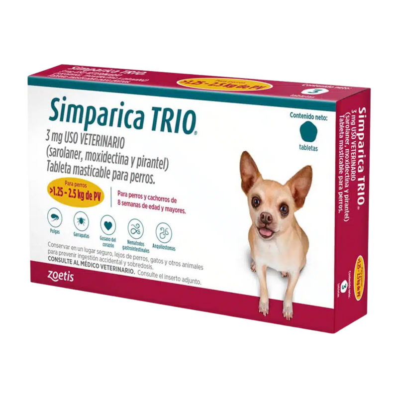 Simparica TRIO Gold 3 Mg (1.25 kg a 2.5 kg)