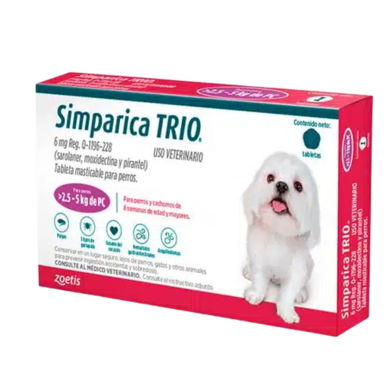 Simparica TRIO Purple 6 Mg (2.5 kg a 5 kg)