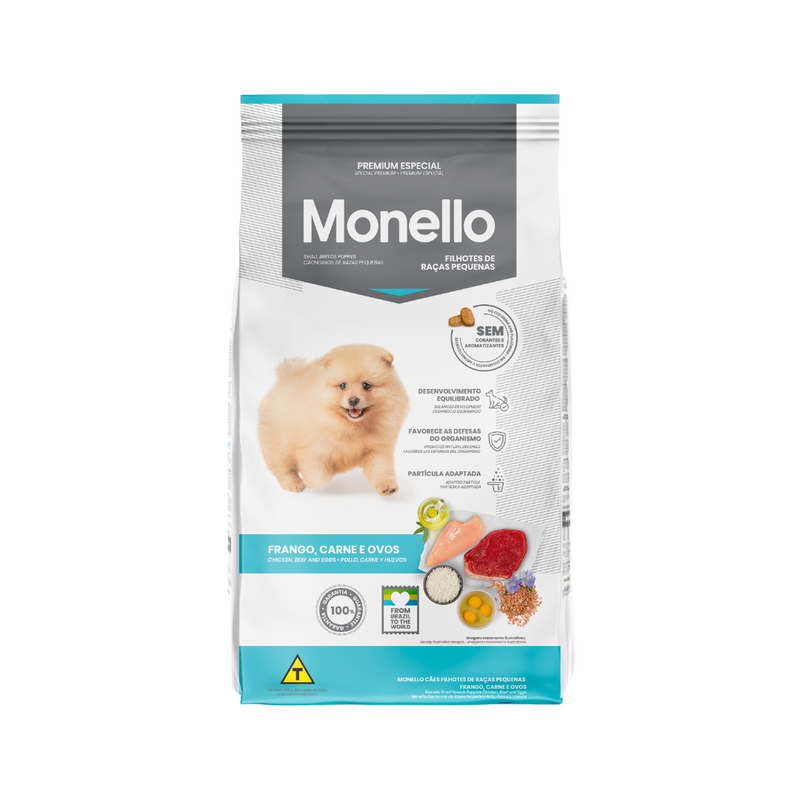MONELLO PREMIUM CACHORROS DE RAZAS PEQUEÑAS – POLLO, CARNE Y HUEVOS